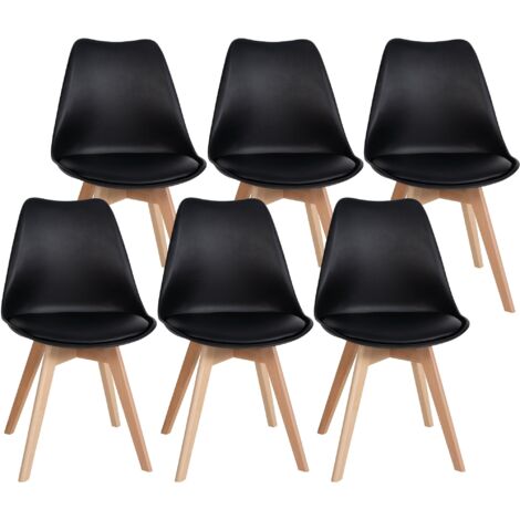 Set di 6 sedie da pranzo di design nere con gambe scure CDS04210 | Leroy Merlin