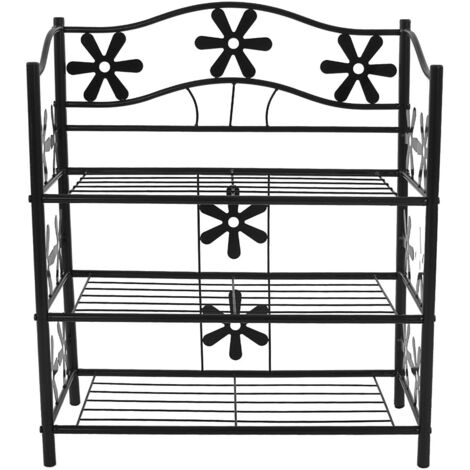 Scarpiera 4 Ripiani In Plastica E Metallo | Nero 50.5x19x65 Cm | Per 8-10 Paia Di Scarpe