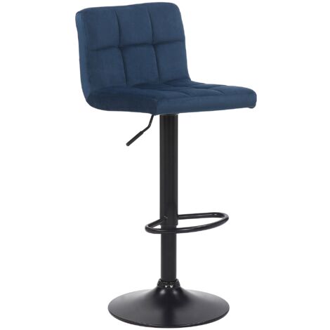 Hillsdale Fairfox Sgabello Da Banco Girevole In Legno – Schienale A Reticolo – Finitura Blu Spazzolato – Seduta Imbottita In Tessuto Crema – Altezza 61 Cm