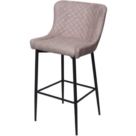 Sgabello Da Bar In Stile Classico In Tessuto Grigio Scuro Con Schienale Imbottito E Gambe In Legno Chiaro 100000721 49703601