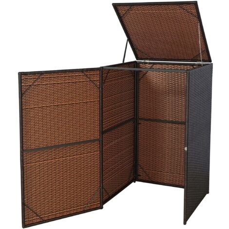 Pattumiera da esterno per riporre il contenitore della spazzatura in polyrattan marrone da 120 litri 040002858