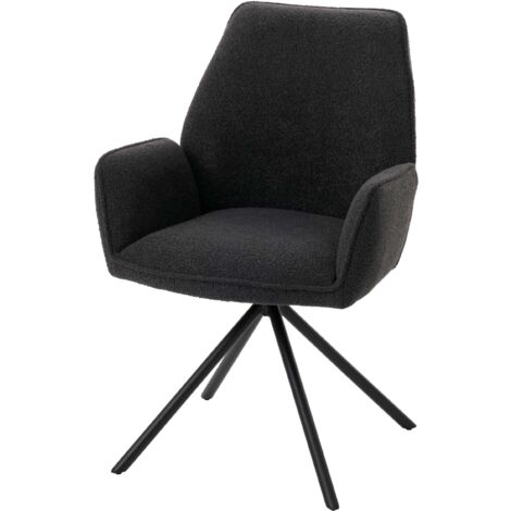 Sedia Da Sala Da Pranzo Poltrona Da Ufficio Con Braccioli Sedile Girevole Regolabile In Altezza In Metallo E Tessuto Grigio Scuro 040006346 85269781