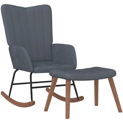 Sedia A Dondolo In Velluto Con Gambe In Legno - Poltrona Relax Per Soggiorno E Camera Da Letto, Schienale Alto - Foto 3