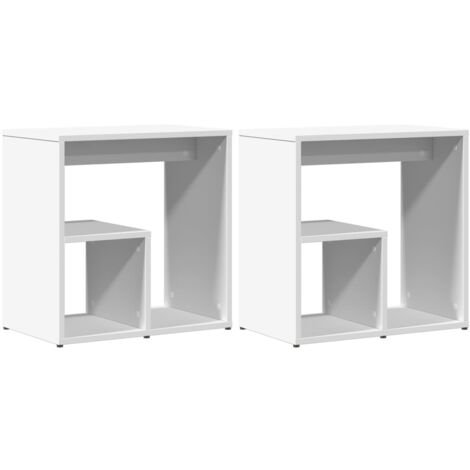 Coppia di piccoli tavolini quadrati • Set di 2 comodini con ripiano