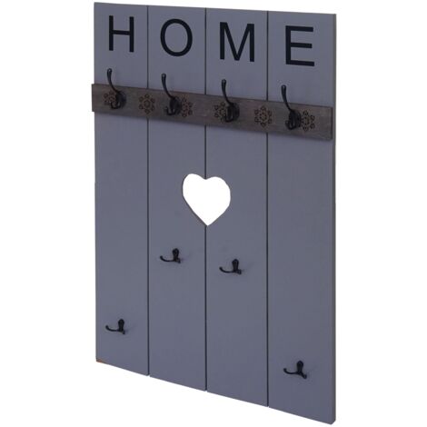 Appendiabiti Da Parete Casa Con 8 Ganci Pannello Armadio Design Vintage 91 X 60 Cm Grigio Blu 040008173 85332418