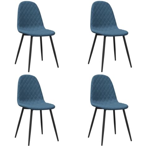 Set Di 4 Sedie Per Sala Da Pranzo In Velluto Blu Scuro Gambe In Acciaio Nero 120 Kg Ml Design - 3