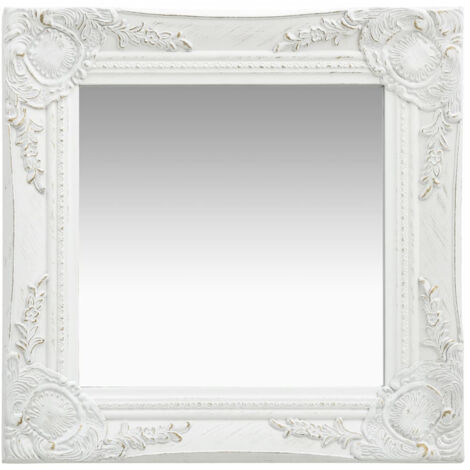 Specchio da parete quadrato in stile barocco 40x40 cm Bianco DEC022846 (1/5)