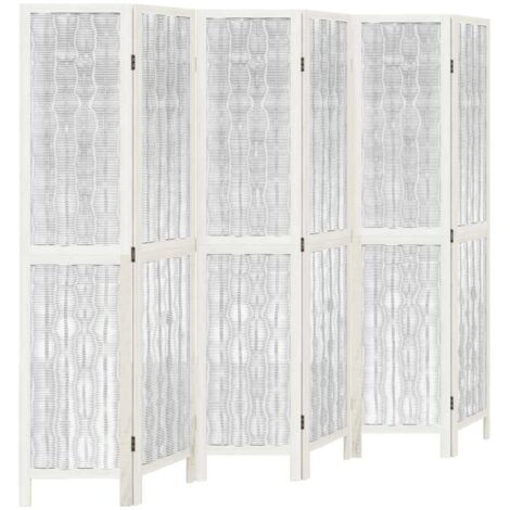 VidaXL Divisorio A 6 Pannelli In Tessuto Bianco 240x200 Cm - Paravento Pieghevole Per Interni, Leggero - 2