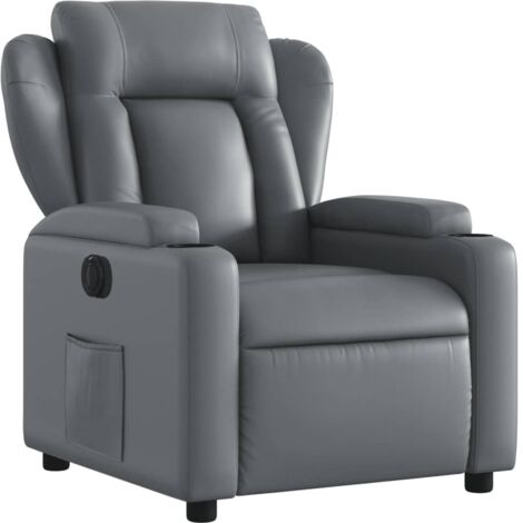 CAVADORE Poltrona Relax Edinburgh Elettrica – Similpelle Grigio Talpa, 2 Motori, Alzata, Girevole 360°, Telecomando