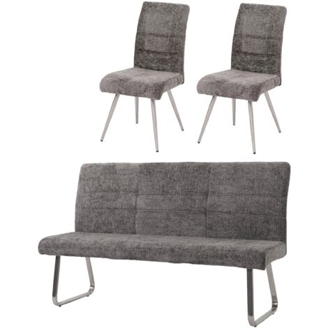 WOLTU Set 2 Sedie Sala da Pranzo, Sedie da Cucina con Braccioli, Sedia da Pranzo con Gambe in Metallo, Sedia Imbottita per Camera da Letto, Soggiorno, Seduta in Ciniglia, Crema, EZS25cm-2