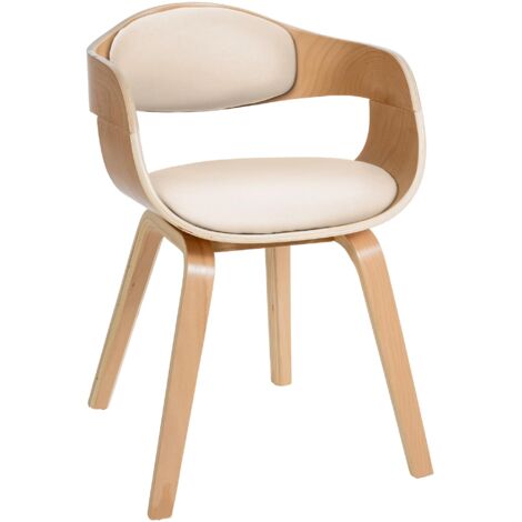 Sedia Da Ufficio Per Sala Da Pranzo Per Visitatori Dal Design Scandinavo In Legno Chiaro E Seduta In Pvc Crema 100001907 84057270