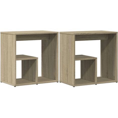 Set Di 2 Tavolini Piccoli Con Ripiano Portaoggetti - Comodini Per Camera Da Letto, Soggiorno E Ufficio, Design Minimalista In Nero