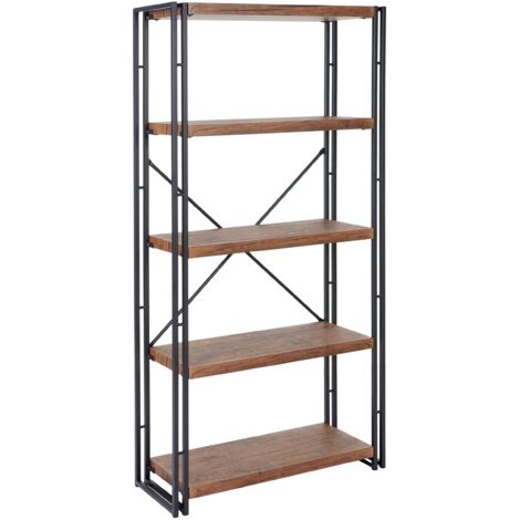 VASAGLE Libreria, Scaffale a Scala con 4 Ripiani, Mobile Autoportante, Struttura in Ferro, per Soggiorno Camera da Letto Cucina Balcone, Facile da Montare, Industriale, Greige e Grigio LLS44MG