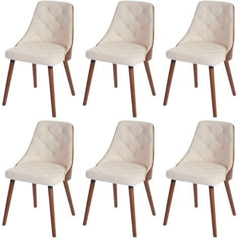COLAMY Sedie Da Pranzo Moderne In Legno, Set Da 6, Imbottite In Tessuto Beige Con Poggiapiedi