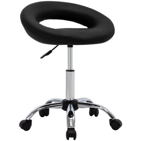 Sgabello Girevole Con 5 Ruote Display4top - Sedile Imbottito In Pelle PU, Altezza Regolabile 42-60 Cm