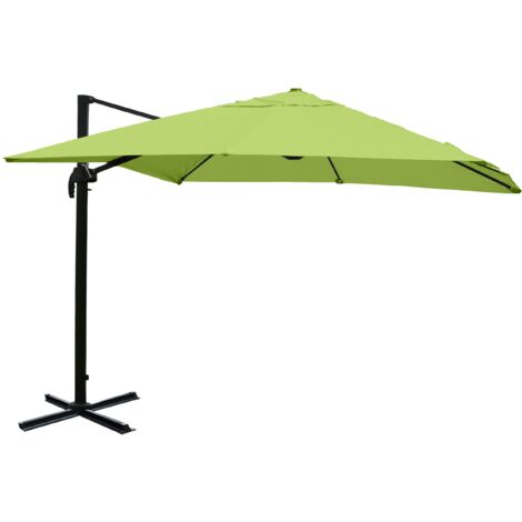 Ombrellone professionale da ristorante per terrazzo-giardino 3x3m (Ø4,24m) poliestere alluminio/acciaio 23kg verde senza piede, girevole 040003449 (1/5)