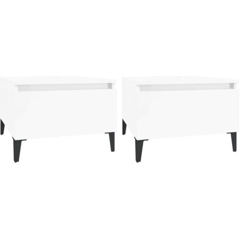 KIMENICH Tavolino, Tavolino Salotto, Set di 2 Tavolini da Salotto, 2 Frontali per Cassetti, Vetro, Struttura in Metallo, per Soggiorno, Balcone, Nero
