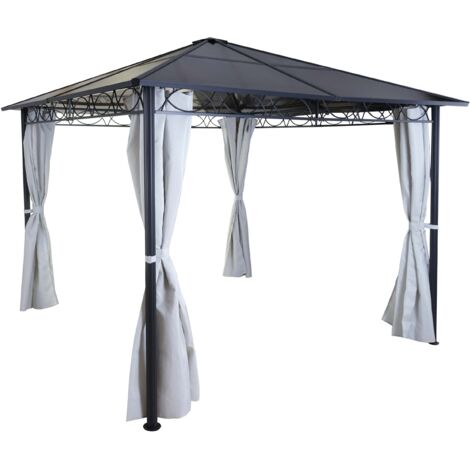 Gazebo Hardtop SOLUMIA 3x4 M, Doppio Tetto In Acciaio Zincato, Telaio In Alluminio, Con Tende E Zanzariere, Per Giardino E Terrazzo - 3