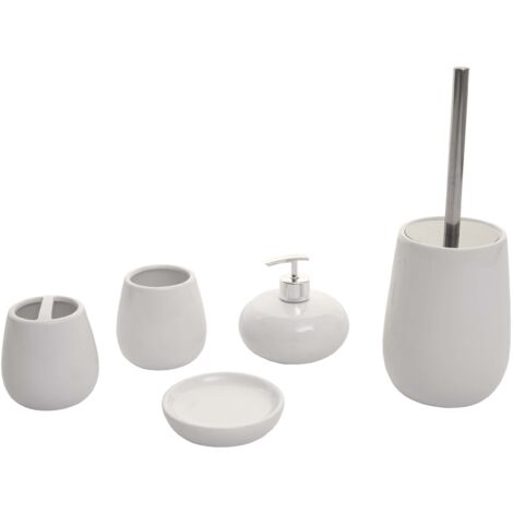 Set di 5 accessori da bagno in ceramica per bagno bianco 040003582