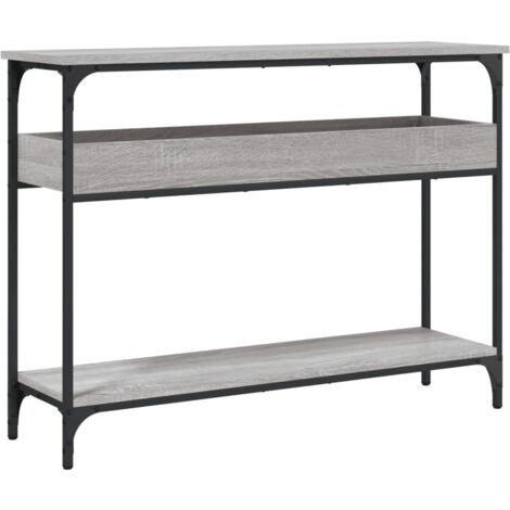 Tavolo Consolle Stretto In Rovere Lavato 119x35 Cm – Con Due Ripiani Aperti, Dietro Divano O Ingresso, Facile Montaggio, Stile Moderno - 2