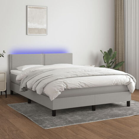 Struttura letto LED con testiera boxspring materasso 140x200 cm tessuto grigio chiaro TDL0208542 (1/5)