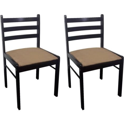 Set 2 Sedie Cucina Sala Da Pranzo Con Schienale In Tessuto Color Tortora, Struttura In Legno 040007383 85374786