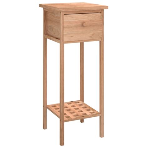 Tavolino In Legno Massello Stile Americano Retrò: Con Cassetto E Ripiano, Noce Ciliegio, 40x40x60 Cm, Facile Da Montare - 2