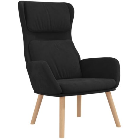 Poltrona Chaise Lounge In Velluto Nero Con Cuscini – Legno Massello, Struttura In Compensato, Dimensioni 116,5x62x57,5 Cm