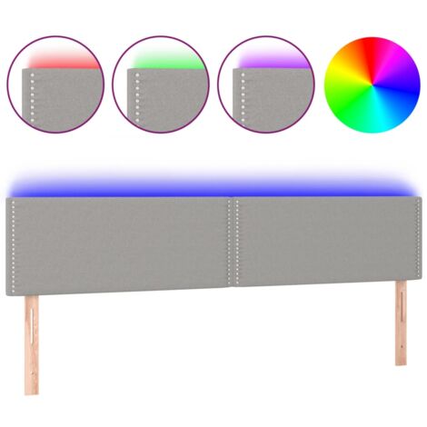 Testiera Per Letto | Decorazione Murale Ad Orecchio Grigio Chiaro 183x16x78/88 Cm In Tessuto Cfw26712 Cfw26712 90739097