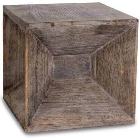 Sgabello cubo tavolino comodino tavolino grigio legno 38x40x40cm TABA06014