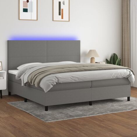 Struttura letto LED con testiera boxspring materasso 200x200 cm tessuto grigio scuro TDL0208304 (1/5)