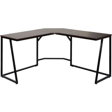 Tavolo scrivania angolare per computer 76x140x140 cm metallo e MDF testa di moro 040006039