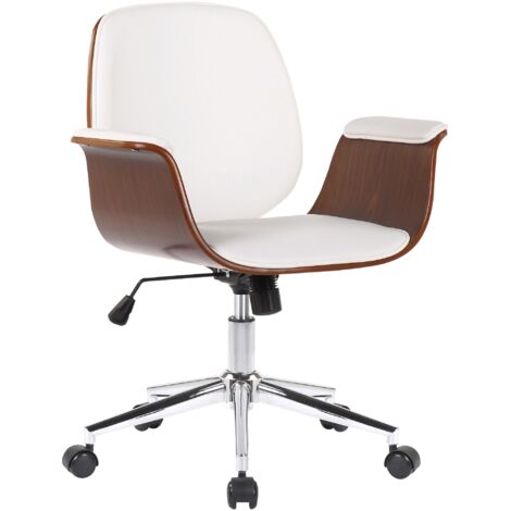 Sedia Da Ufficio Dlemmen, Poltrona Direzionale Con Braccioli, Sedia Ergonomica Da Ufficio Bianco 62x54h92 102 Cm