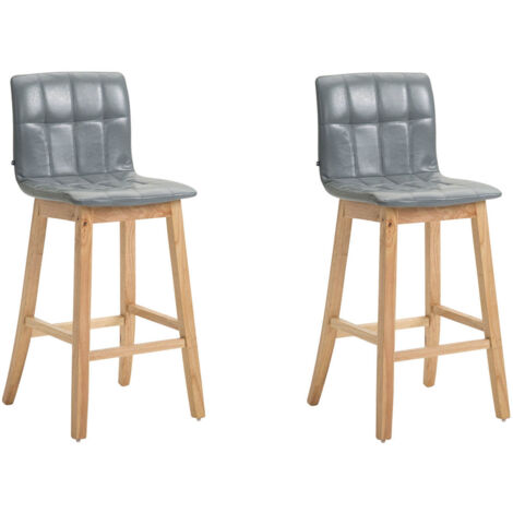 Set 2 Sgabelli Da Bar Scandinavi Maxon Atmosphera, Colore Kaki, Con Seduta Imbottita E Base In Legno Di Faggio, Alti 92 Cm
