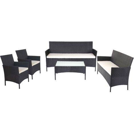 Set da giardino in polyrattan grigio con 2 poltrone cuscini e tavolino - Benny