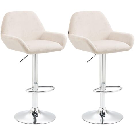 Sgabelli da Bar Set di 2, Sedie da Bar Imbottite in Velluto ad Altezza Bancone con Gambe in Metallo Nero, Sedie da Isola da Cucina per Bancone da Pub Ristorante,Bianco,Alto:65CM