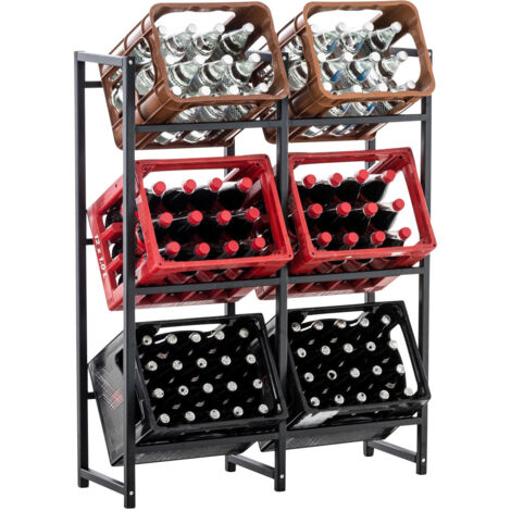 DanDiBo Scaffale Portabevande In Metallo – 2 Casse + Ripiano, 100 Cm, Nero - 3