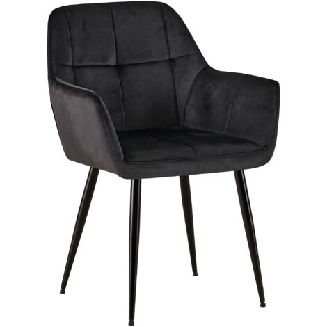 Sedia Da Pranzo X1 Cuciture Decorative In Velluto Grigio Scuro E Gambe In Metallo Nero 100002184 84235070