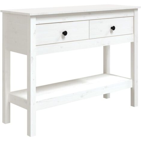 CONSOLA TABLA 2 cajones LACCATA MADERA BLANCO DE ENTRADA L. 90 cm