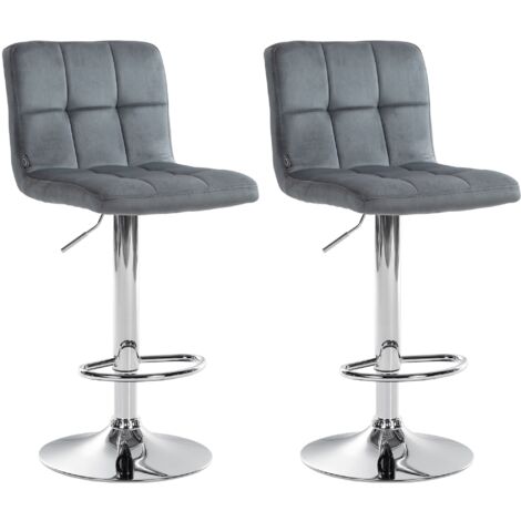 Set 2 Sgabelli Da Bar In Velluto AINPECCA - Altezza Fissa, Schienale, Design Elegante Per Cucina O Bar - Foto 2