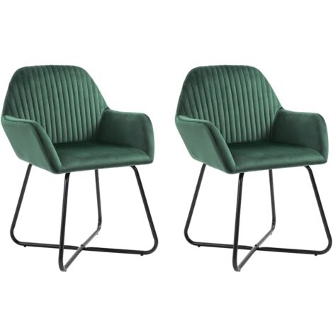 Set di 2 sedie da pranzo con braccioli, sedie da trucco - 62 x 46 x 74 cm - Gambe in velluto e ferro dorato - Beige | Leroy Merlin