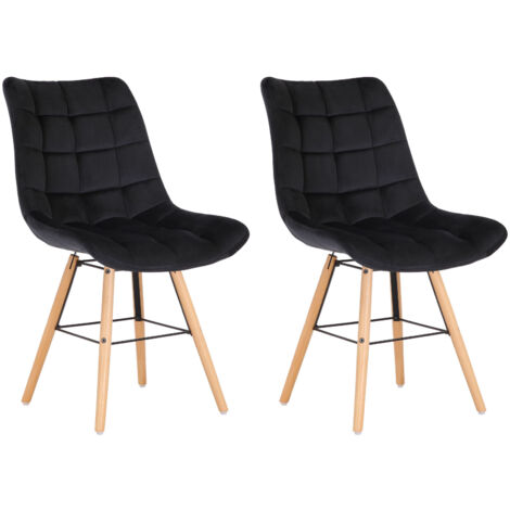 Set 2 sedie in velluto oro con gambe in metallo nero - Milva
