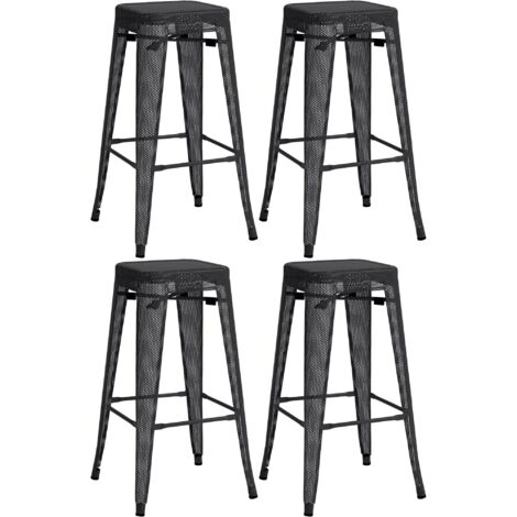 Set Di 4 Sgabelli Da Bar Con Schienale In Velluto Blu E Struttura In Metallo Collezione Laly Stile Industriale 85203380