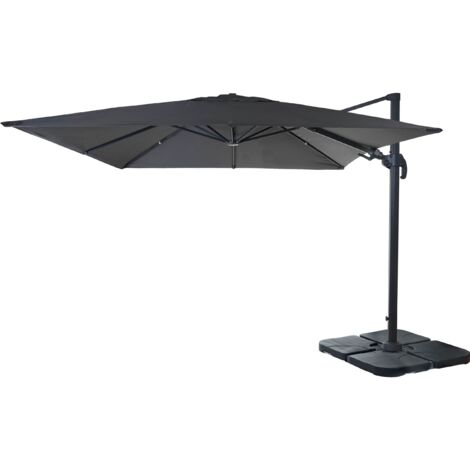 Outsunny Ombrellone Da Giardino Decentrato 2.7m Apertura A Manovella E 16 Stecche In Fibra Di Vetro Cachi