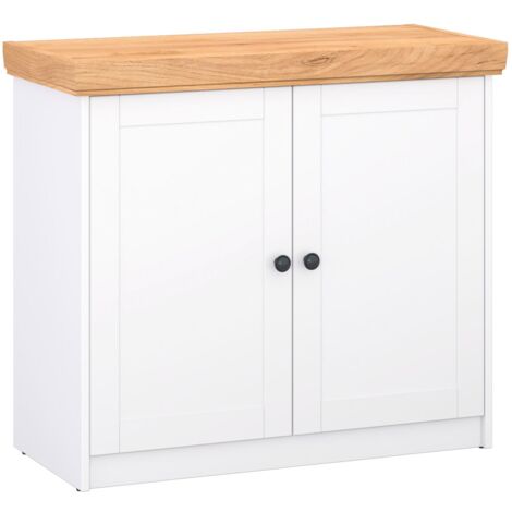 Credenza Demeyere Hamilton 3 Ante E 2 Cassetti, Stile Scandinavo, Bianco Opaco E Rovere, 121.5x39.6x85.6 Cm, Prodotta In Francia
