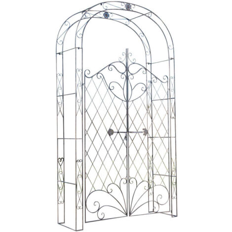 Arco Da Giardino A Traliccio Con Supporto Cancello Per Piante Rampicanti In Metallo Verde Invecchiato 100003946 85141835