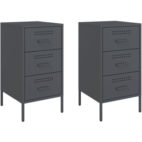 Set di 2 comodini DETROIT con 2 cassetti design industriale
