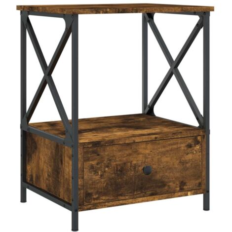 Comodino con cassetto e vano 40 x 35 x 80 cm in legno di pino bianco e resina intrecciata DEC034573