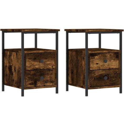 Set di 2 comodini con due cassetti 40 x 30 x 40 cm in legno ingegnerizzato grigio DEC035661