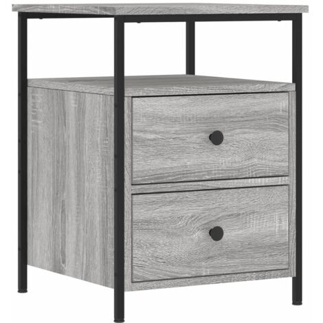 Comodino Moderno Con 2 Cassetti E Ripiano Apribile: 40x30x50 Cm, 3 Ripiani In Legno, Mobile Notte Compatto E Multifunzione Per Piccoli Spazi, Camera Da Letto O Soggiorno, Colore Nero